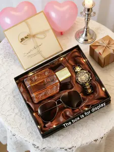 Business Style Steel Band Watch, Modern Fashionable Wristwatch, Classic Perfume & Pilot Sunglasses, High-End Details, Suitable for Men, Holiday Gift, Fashionable Value, Quartz Watch, Fashionable Stylish Watch, Quartz Analog Watch