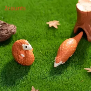 2pcs Fun Forest Cartoon Armadillo Mini Statues, Resin Animal Figurines, Suitable for Micro Landscape DIY Decor, Indoor Outdoor Multi-Functional Home Accessories
