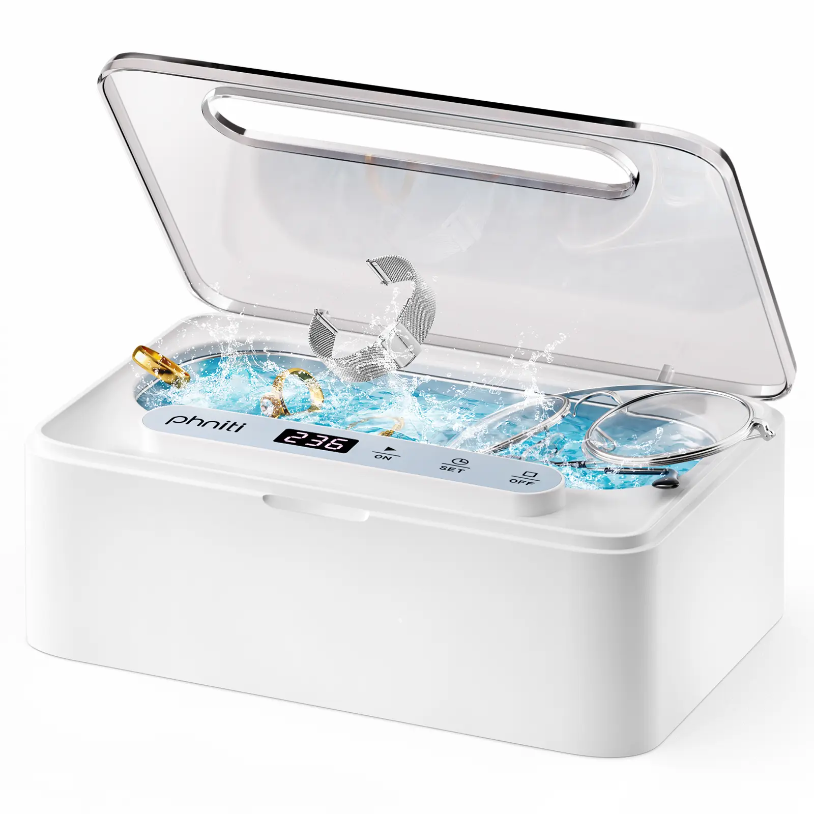 Ultrasonic Cleaner, 304 Stainless Steel, 48kHz Frequency, All-in-1 Effective Cleaning, Compact & User-Friendly Accessory for Smart & Wearable Devices
