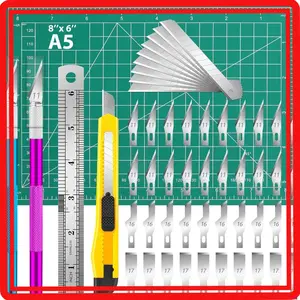 DIYSELF Exacto Knife Set 2 Craft Knives with 40 Replacement Blades Precision Hobby Knife Kit for Scrapbooking Stencil Fondant Paper Art Carving and Crafting Supplies Sharp Tools for Artists Adults