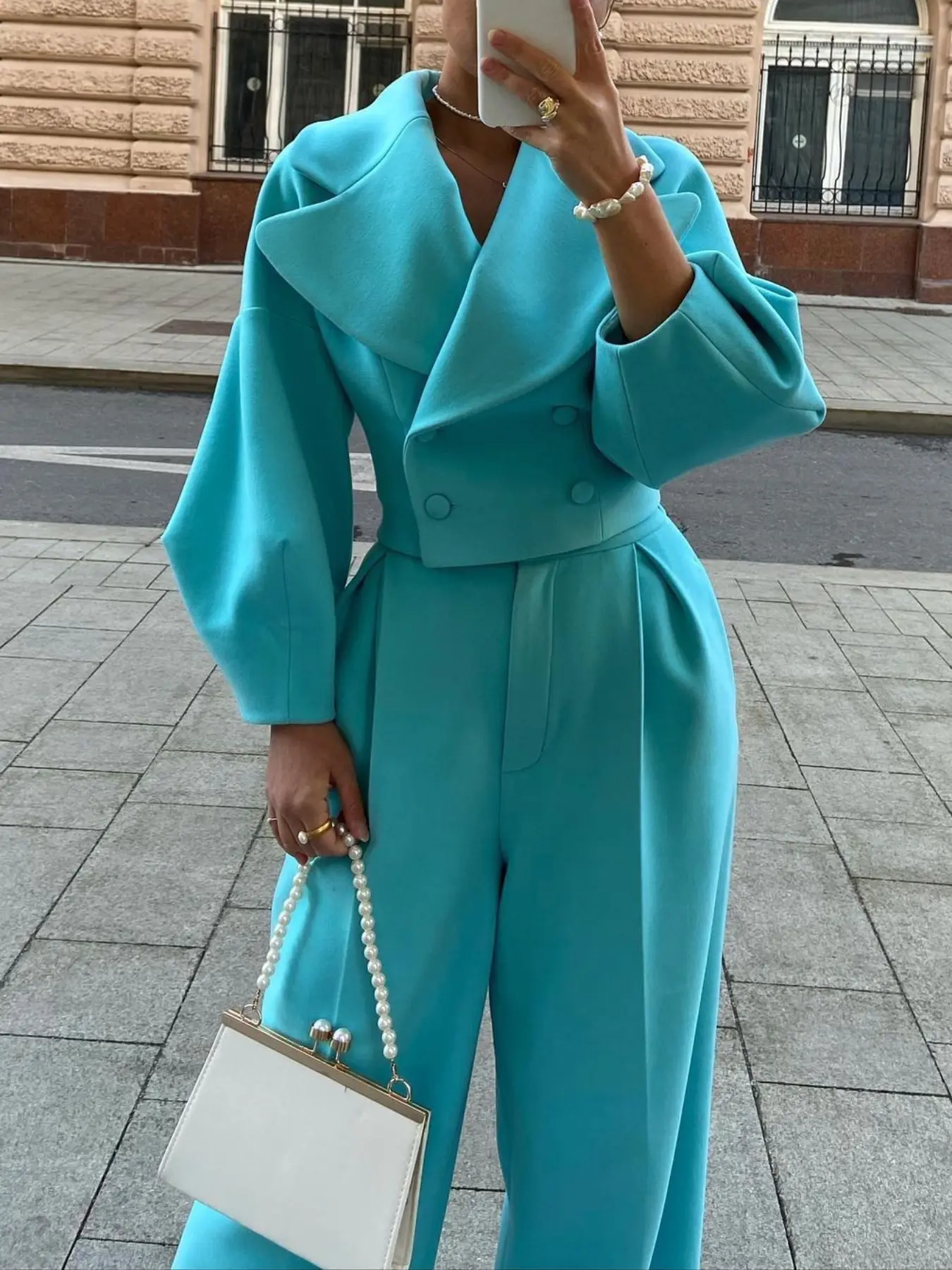 Women's Fall Winter Long Sleeve Lapel Blazer Set Patchwork, Slimming Waistcoat Jacket, Chic Elegant Commuter, European Style, Formal Office Suit