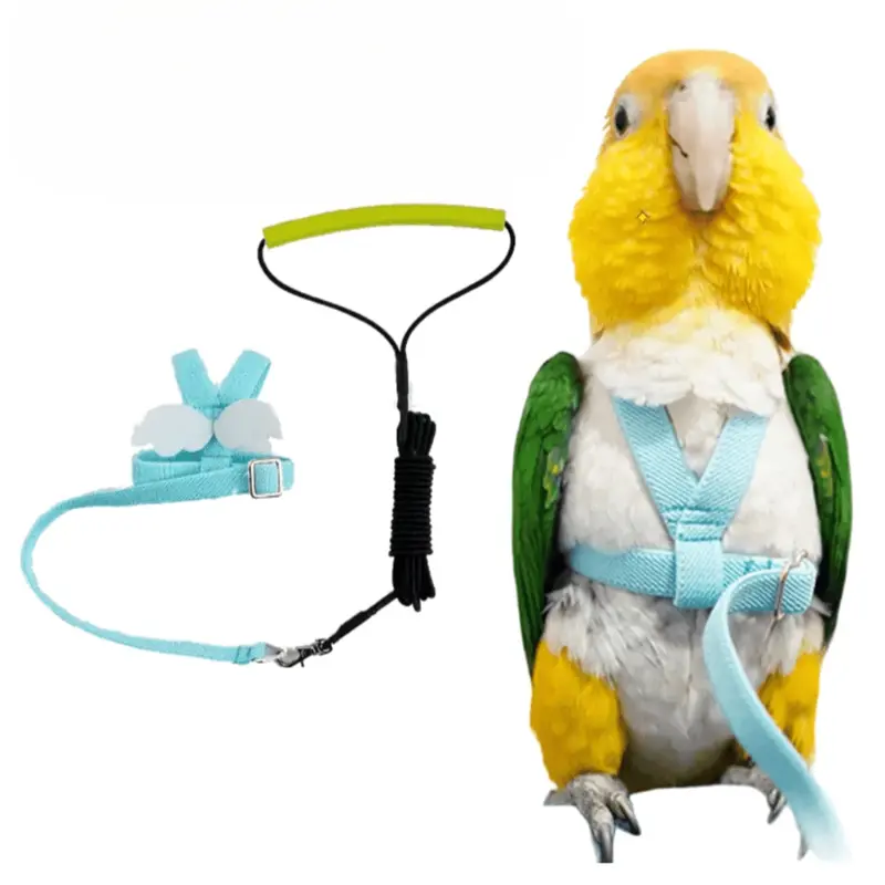 Pet Parrot Bird Harness Leash Adjustable Bird Flying Harness Traction Rope with Cute Wing for Parrots Pigeons Budgerigar Lovebird Cockatiel Mynah Outdoor Training