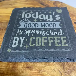 Slate coaster, Laser engraved
