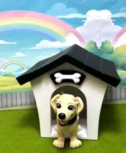 Cute Labrador Dog, 3D Printed Articulated Fidget Dog with Doghouse, Poseable Animal Toy, Custom Pet Gift for Dog Lovers Decor Set