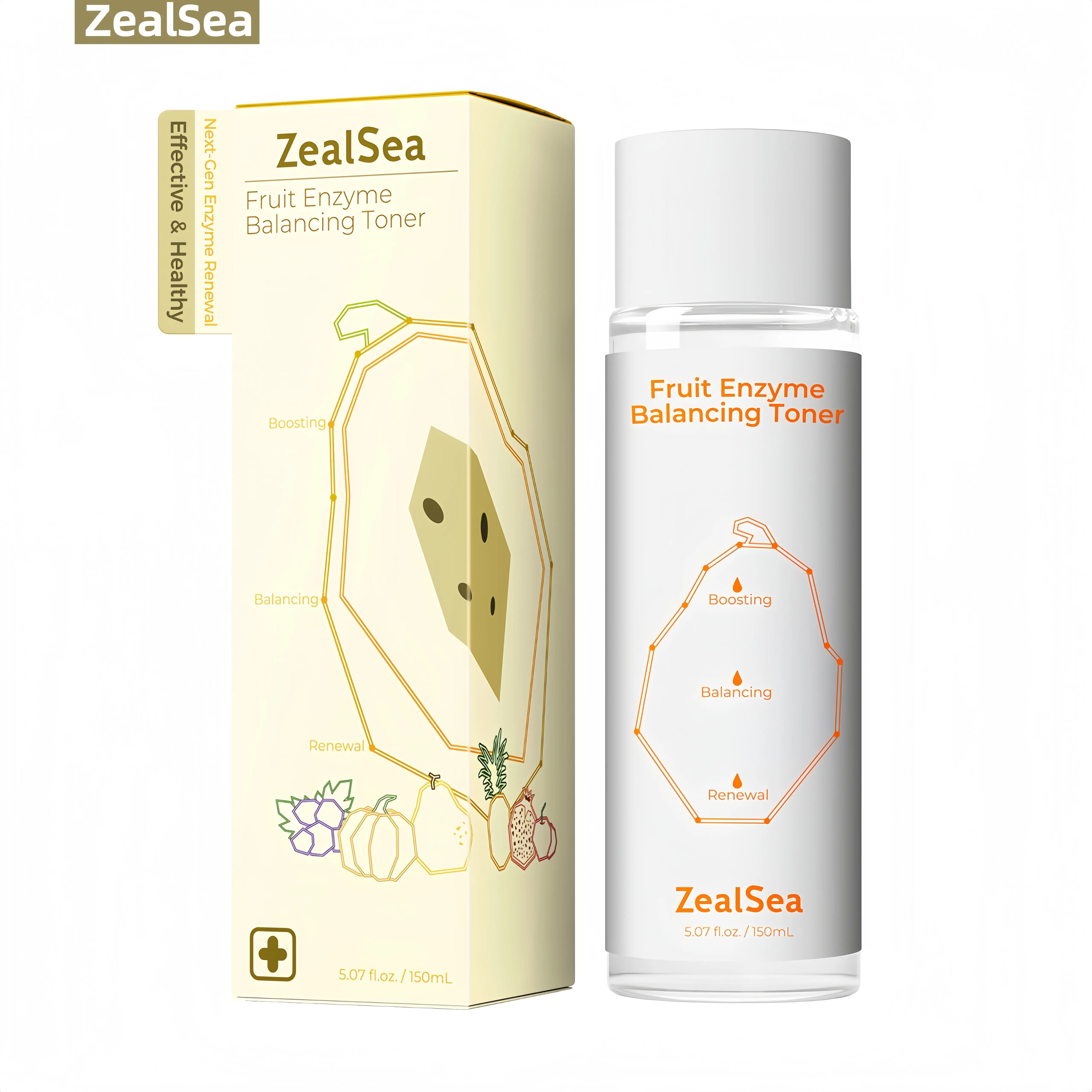 ZealSea Fruit Enzyme Toner, Gentle Exfoliating Face Toner for Sensitive Skin, Hydrating Skin Prep with Enzymes for Smooth Texture, Oil-Water Balance & Healthy Glow, Skin Prep for Better Absorption, Teen Friendly, 150ML