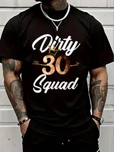 100% Cotton Dirty 30 30th Birthday Crew Funny B-Day Family Tee T-Shirt Women's Men's Graphic Tee Crew Neck summer vacation Tops