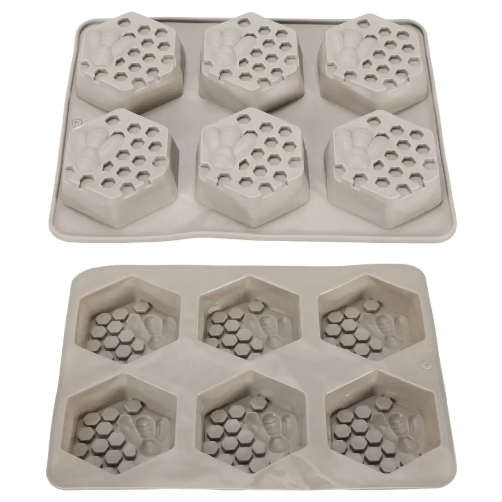 2PCS 3D Bee Silicone Soap Molds, Hexagonal Honeycomb Silicone Molds for Homemade Soaps Chocolate Jelly Cake Making Bakeware