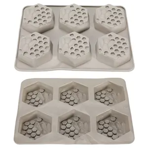 2PCS 3D Bee Silicone Soap Molds, Hexagonal Honeycomb Silicone Molds for Homemade Soaps Chocolate Jelly Cake Making Bakeware
