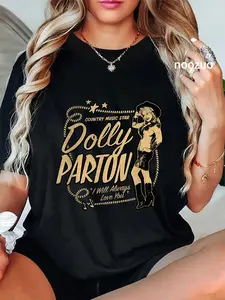 100% Cotton Unisex Dolly Parton Country Music Star T-Shirt Casual Top