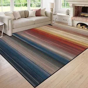 Colorful Line Pattern Area Rug, 1 Count Non-slip Soft Floor Mat, Decorative Carpet for Home Living Room Bedroom