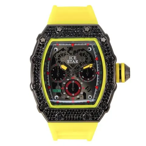 Men's 45mm Tonneau Case Watch – Silicone Band, Quartz Movement – Alloy with Coated Finish