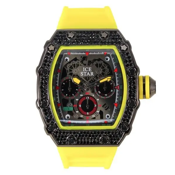 Men's 45mm Tonneau Case Watch – Silicone Band, Quartz Movement – Alloy with Coated Finish