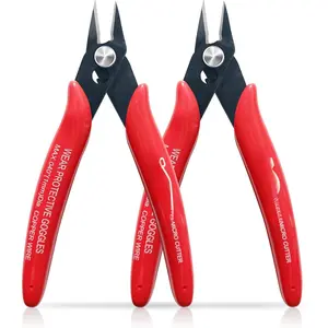 170 Wire Cutters, Small Wire Cutters, 2 PACK, 5 Inch  Flush , Spring   Pliers, Side Cutters, Diagoanl Cutters for  Making, Models, Zip Ties Plastic Wire Snips