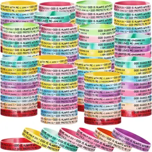 100 count Christian Mothers Day Gifts  Bracelets Bulk  Verse  Wristbands God Guides Me for  Sunday School Church Group ( Color)