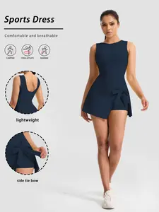 Women's Outdoor Active Sport Dress Set, Workout Active Dress, Activewear, Workout Athletic Dresses, Yoga Running Pilates Commute Date Beach Daily Essential, High Elasticity Comfortable Casual Slim Fit, Sports Sleeveless Dress