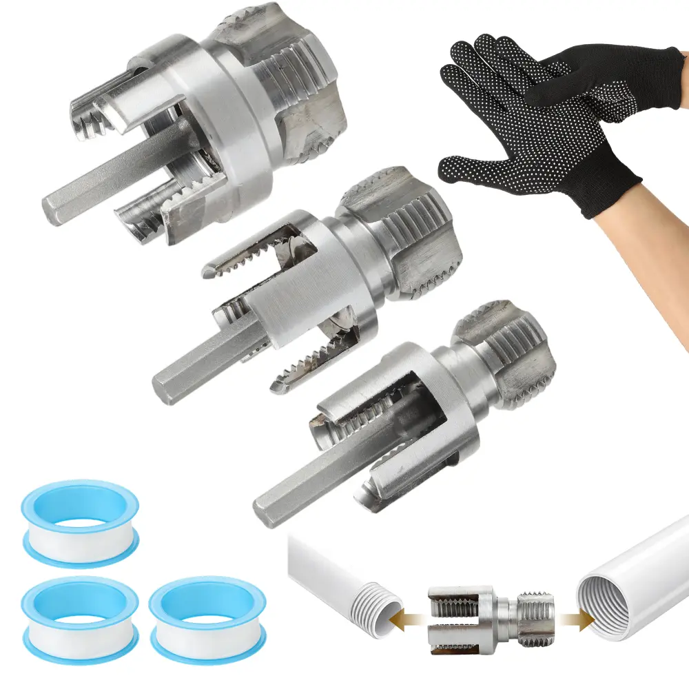 1Set Compact & Portable Drill-Powered Pipe Tapping & Threading Tool, Premium Carbon Steel Dual-Function Internal-External Threader for 1/2", 3/4", 1" PVC Pipes, Car Repair Installation & DIY Projects Fit All Electric Drills