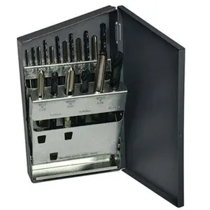 18-Piece High-Speed Steel Threading Tap & Drill Set, Model 330088, M2.5-M12 Sizes (M2.5x0.45 to M12x1.75 Taps, 2.05 to 10.2mm Drills), Bright Finish, Plug Chamfer