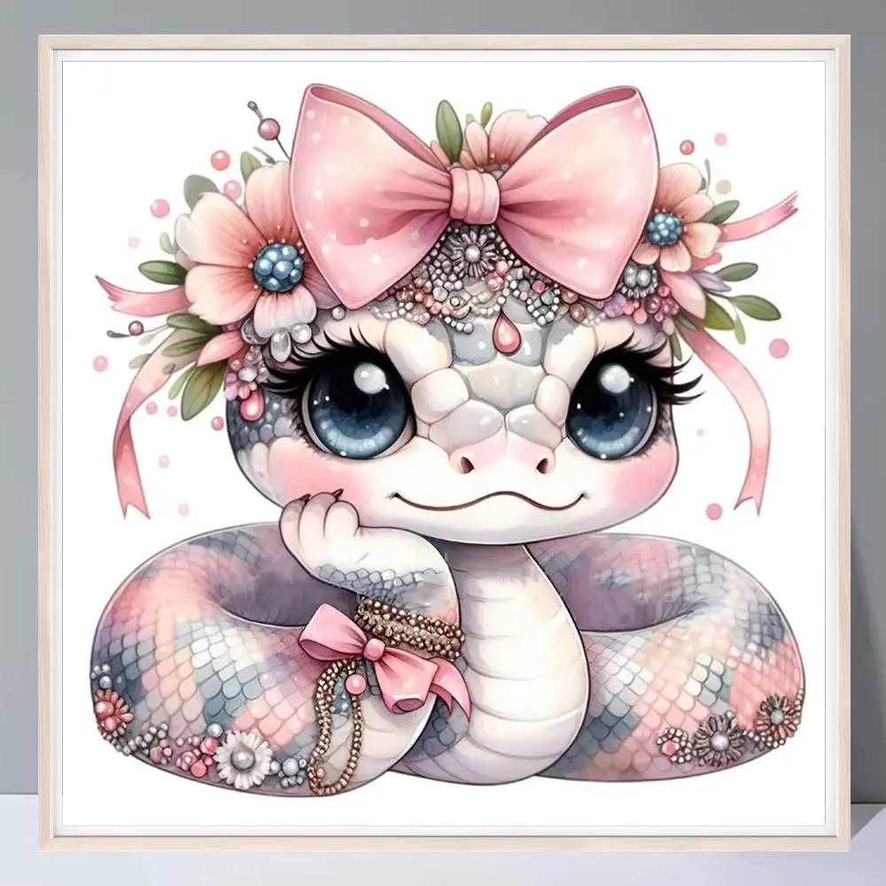 Cartoon Snake Design Diamond Arts Colorful Painting Kit without Frame, DIY 5D Diamond Arts Colorful Painting Kit, Wall Art Decor for Home Living Room Bedroom