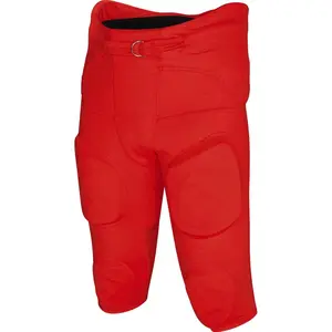 Exxact Sports Gladiator Mens Integrated Football Pants with Built-in Pads, Lightweight Ultra Flex Football Practice Pants (Red)