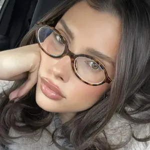 1Pcs Retro Leopard Oval Frame Eyeglasses, Black White Sweet Style Anti Blue Light Reading Computer Glasses for Women