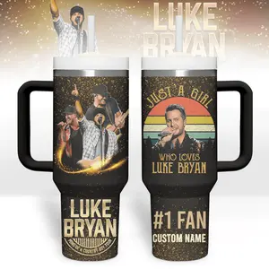 Luke Music Tumbler 40oz with Handle, Country Party Aesthetic Cup, Country Girl Play It Again Inspired Mug, Southern Lifestyle Fan Gift, Summer Vibes Travel Mug, Stainless Steel Tumbler