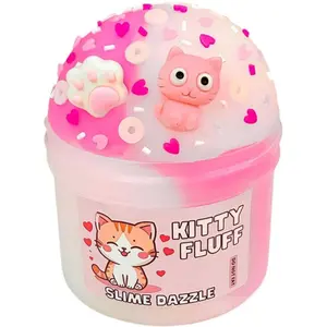Slime Cloud Kitty Fluff Pink and White Non Sticky Made in USA