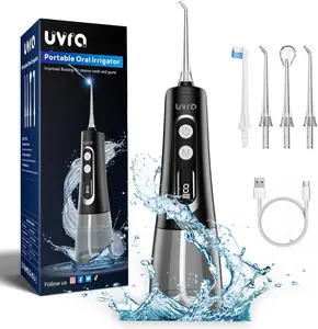 uvra Water Dental Flosser Portable Teeth Cleaner 9 Modes Water Picks 300ml Cordless Oral Irrigator Rechargeable Ipx7 Waterproofe High Pressure for Travel Home Use (Black)