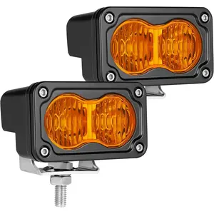 LED Pods Amber, 2PCS 40W 3 Inch Driving Light Amber Fog Light Waterproof Offroad Bumper Light Cube Super Bright Flood Work Light Pods for Truck ATV UTV SUV Motorcycle Boat
