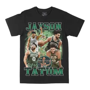 Jayson Tatum Graphic Tee, Y2K Rap Streetwear T-Shirt, Unisex Crew Neck, Vintage Hip-Hop Graphic, Sports Style, Casual Cotton Fit