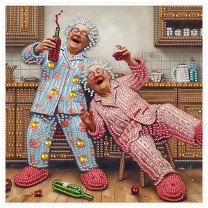 Pajama Party Pattern Diamond Arts Colorful Painting Kit without Frame, 1 Set DIY Diamond Decorative Art Picture for Beginner, Wall Art Decor for Home