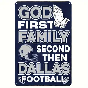 Dallas Football Themed Metal Tin Sign, 8"X12" Iron Wall Art Decor For Home, Bar, Man Cave, Garage & Farmhouse