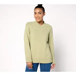 Peace Love World Wide Rib V-Neck Pullover Sweater