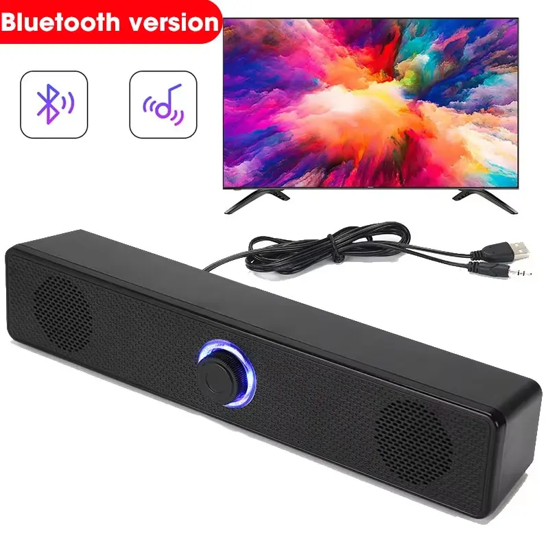 Bluetooth Soundbar Speaker for PC & TV – Wireless/Wired Stereo Speakers with Deep Bass, 9D Surround Sound, Anti-Interference Audio for Gaming, Music & Movies