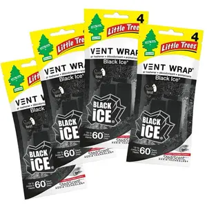 Little Trees Vent Wrap Air Freshener, Black Ice, 4 Packs