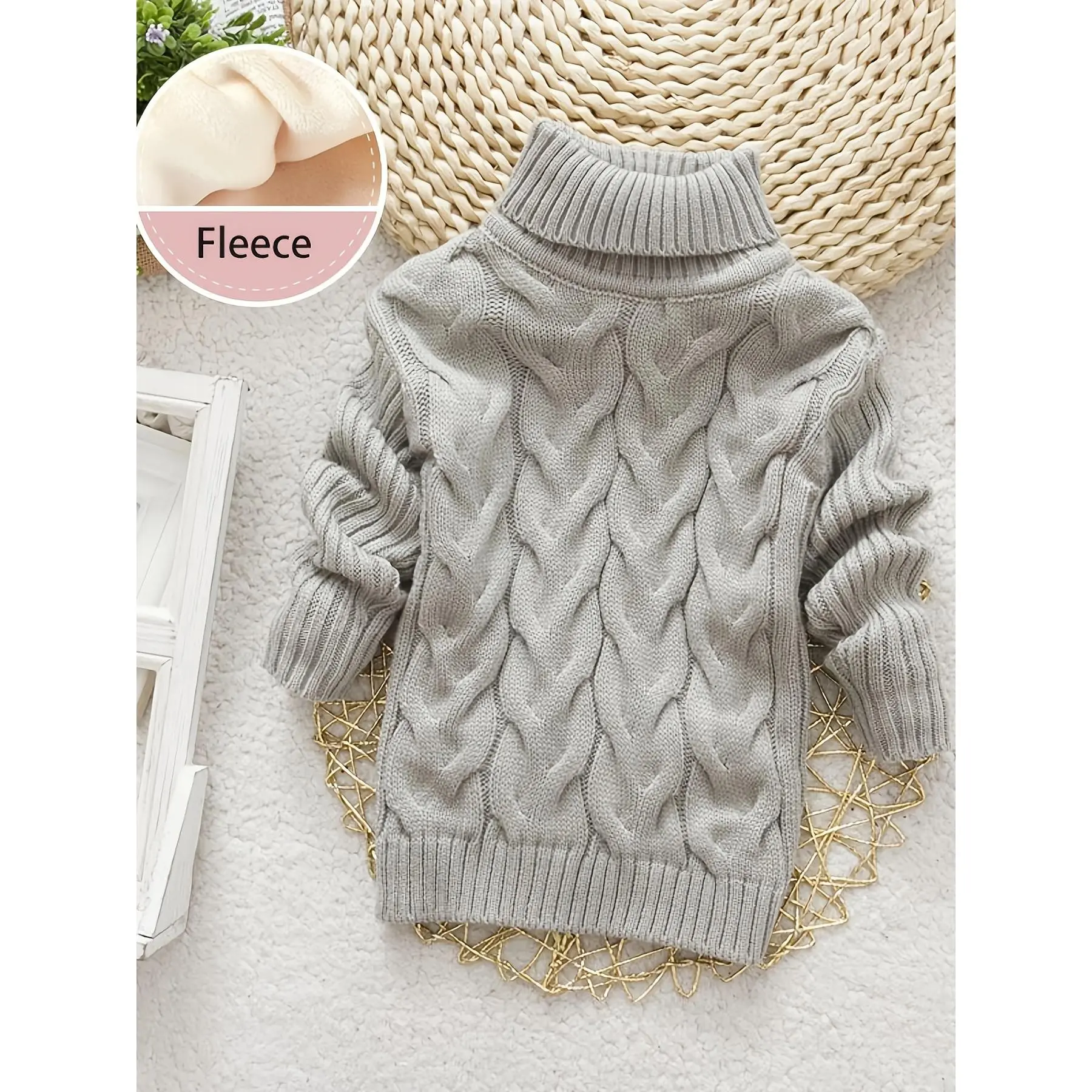 Kids' Turtleneck Sweater, Plain Solid Color 100% Acrylic Knit, Casual Fashion Skinny Fit for Boys & Girls, 1 Pc, High, Basic