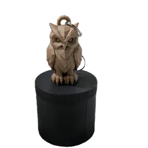 Low-Poly Owl Backpack Charm | Wood PLA Charm | Geometric Pendant | Woodland Nature Gift | Bag Zipper Charm
