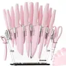 Astercook Limited Edition Pink Iron Throne 17-Piece High-Carbon Steel Kitchen Set - Sharp Cutlery Utensils with Serrated Steak, Chef, Bread Knives, Scissors, Sharpener - Pastel Pink Kitchen Accessories for Valentine’s Day, Mother’s Day