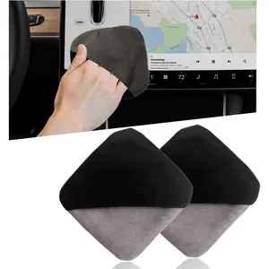 Car Screen Cleaner, 4.13"*4.13" Microfiber Auto Screen Cleaning Pad, Foldable Touch Screen Cleaner Cloth for Vehicle Dashboard LCD Display, Interior Car Accessories (Square-2PCS)