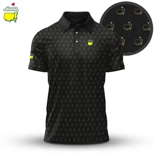 Classic Black 2026 Masters Print Golf Polo Shirt Men Breathable Lightweight Performance Casual Outfit