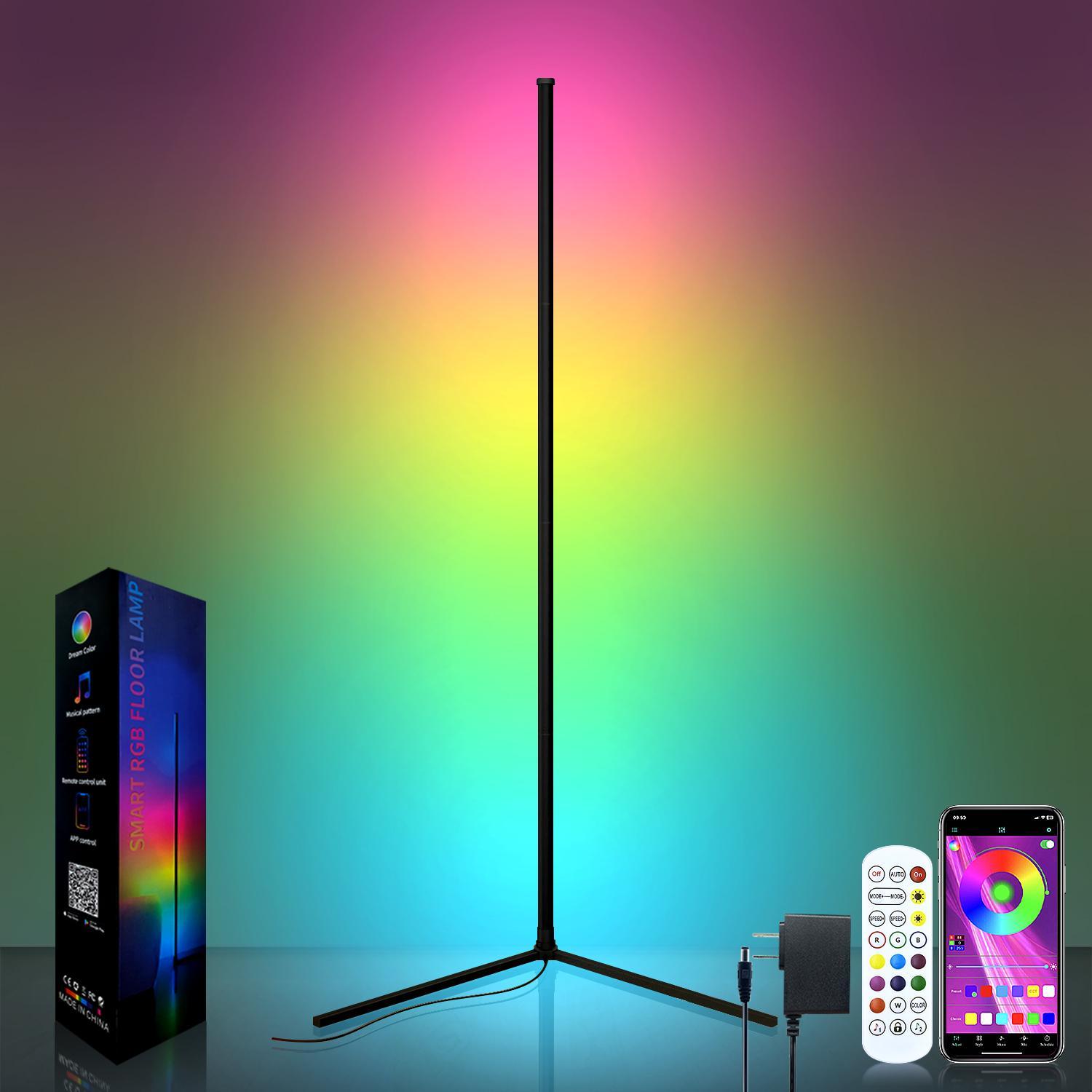 RGB Corner Floor Lamp 16 Million Color Music Sync Changing LED Corner Lamp with Remote & APP Control Smart Modern Floor Lamp RGB Corner Floor Lamp 16 Million Color Music Sync Changing LED Corner Lamp with Remote & APP Control Smart Modern Floor Lamp