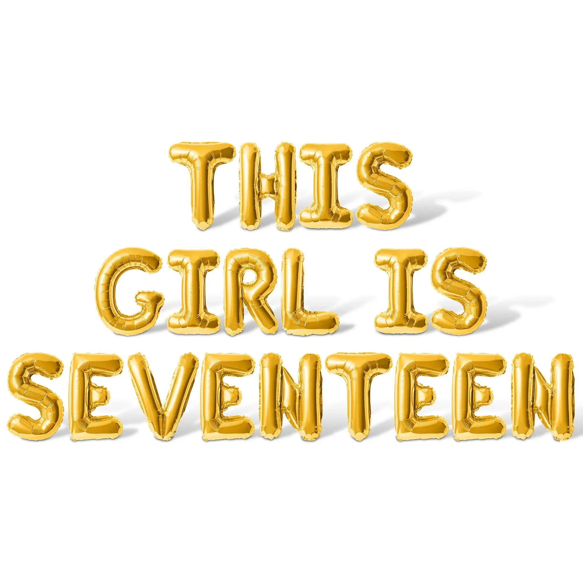 Letter Balloons - THIS GIRL IS SEVENTEEN 16" Inch Alphabet Letters Foil Mylar Balloon 17th Birthday Party Banner