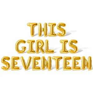 Letter Balloons - THIS GIRL IS SEVENTEEN 16" Inch Alphabet Letters Foil Mylar Balloon 17th Birthday Party Banner