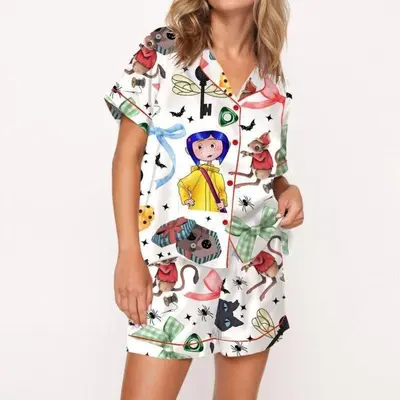 Womens Satin Pajamas Set Coraline TikTok Shop