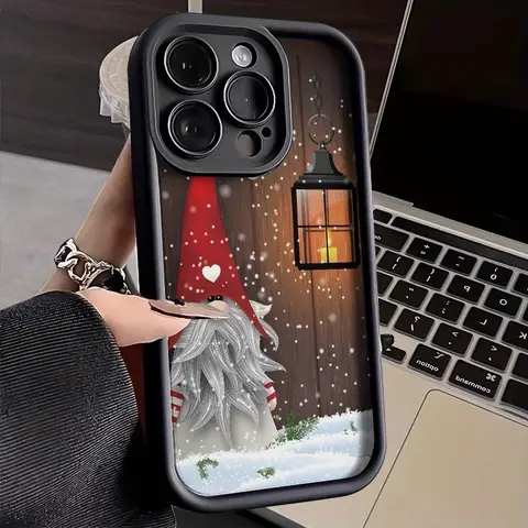 Soft Silicone Protective Cover for Multi-Model iPhone Series (17 Pro Max,16 Plus,15,14,13,12,11,Air E) - Drop Protection, Christmas Gnome/Snow Designs, Holiday Vibe Mobile Phone Accessory