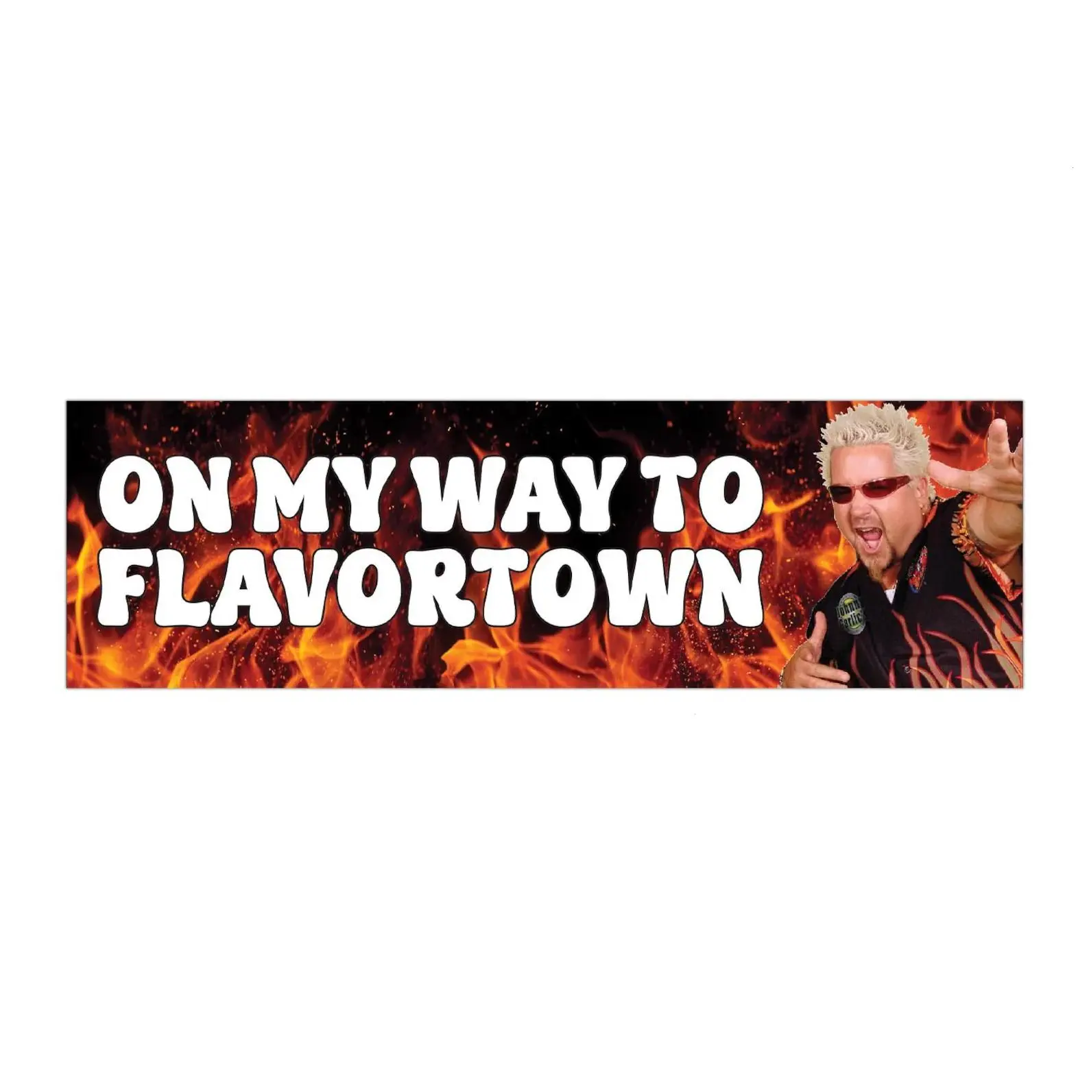 On My Way to Flavortown Funny Car Magnet, Food Lover Bumper Magnet With Flame Design, Road Trip Humor Gift, Vehicle Trunk and Rear Car Decor