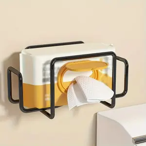 Wall Mount Paper Towel Dispenser, Non-Drill Adhesive Wet Wipe Holder with Towel Storage Box - Ideal for Bathroom, Kitchen & Toilet, Bathroom Accessory, Bathroom Organizer