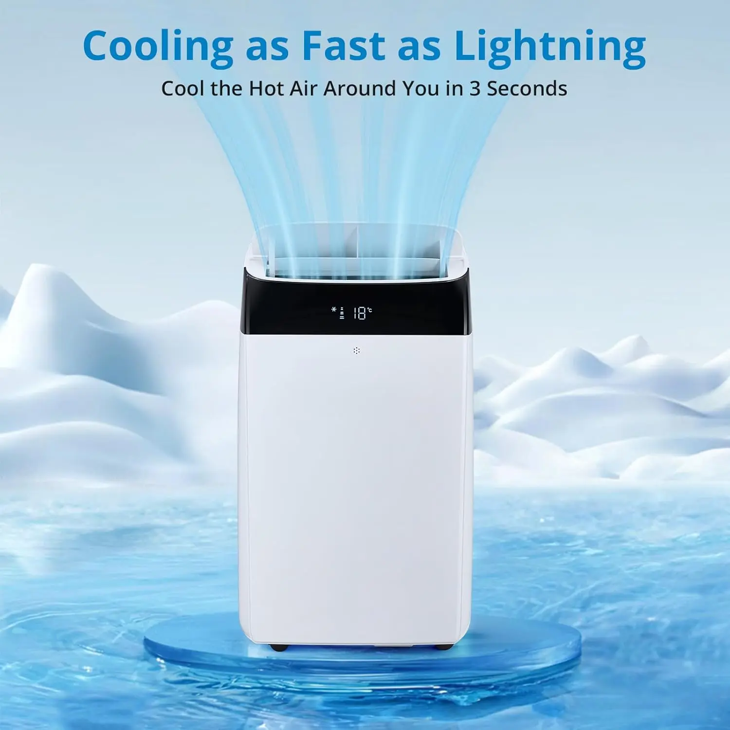 Portable Air Conditioner CuisinAid 3 in 1 Air Conditioner 14000BTU with Sleep Mode Auto Swing Cooling Dehumidifier Fan Modes For Home Up To 700 Sq FT