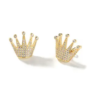 【PANG Jewelry】New Trendy Men's Stud Earrings - Hip-Hop Style  Exclusive Diamond-Set Crown Earrings  Trendy Ear Accessories for the Trendsetters