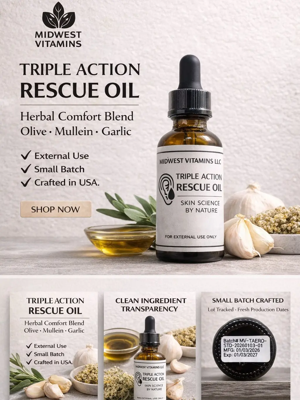 Triple Action Rescue Oil – Herbal Infused Comfort Oil