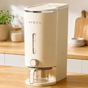 UFORU insect-proof airtight Rice Dispenser with Measuring Cups - Moisture-Resistant Plastic, Airtight Grain Storage Container for Soybeans, Corn & Cereals,pet food,cat food,dog food,suitable for kitchen and food storage room Pest Prevention Features Smoot
